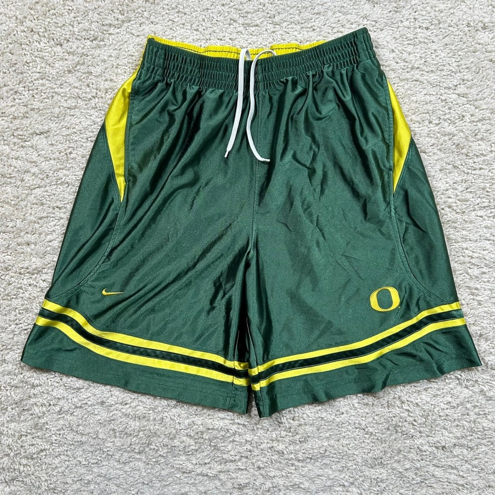 Nike Basketball Shorts XL Green Oregon Ducks Team Shiny Dazzle Baggy Striped